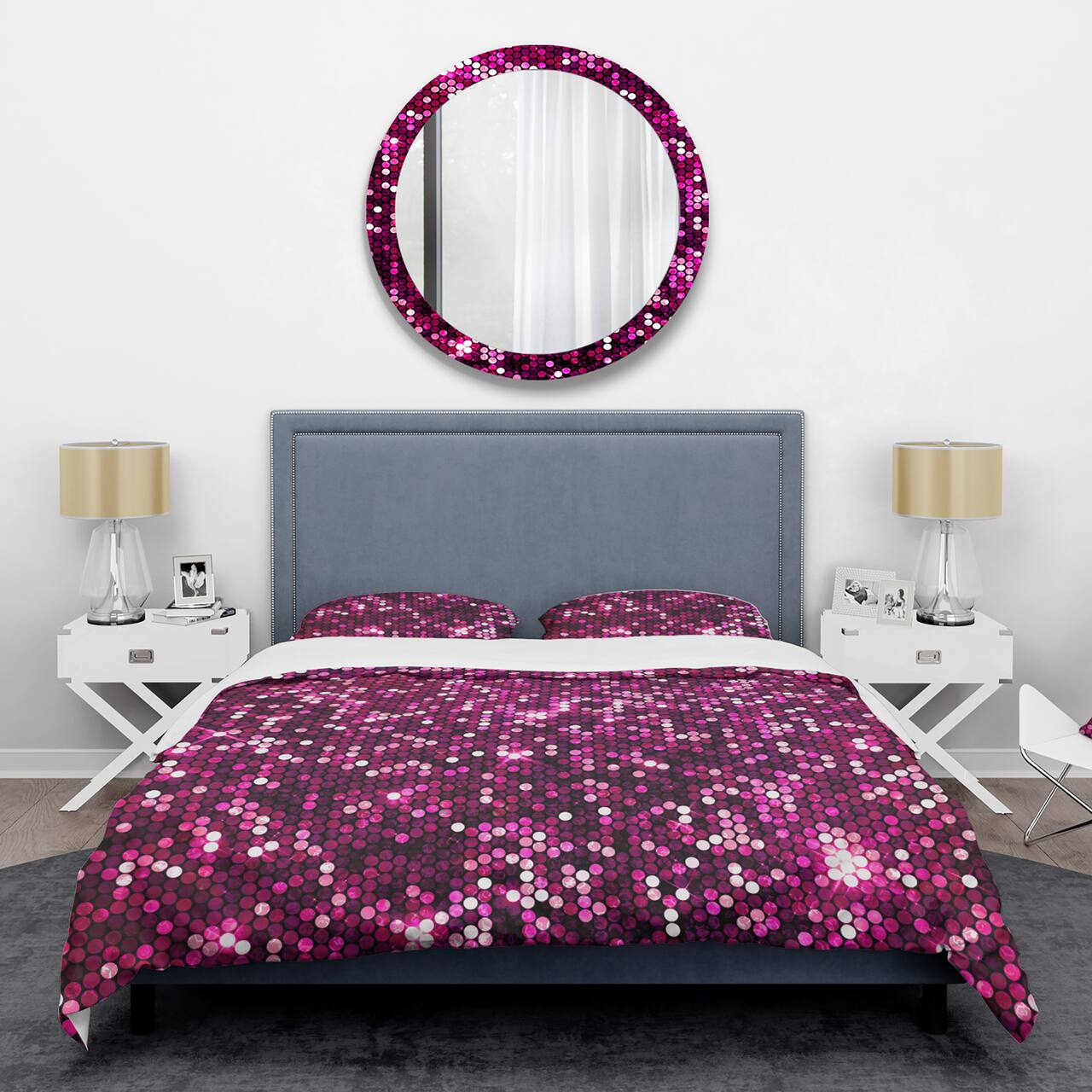 Designart 'Pink Sparkle Glitter ' Mid-Century Duvet Cover Set
